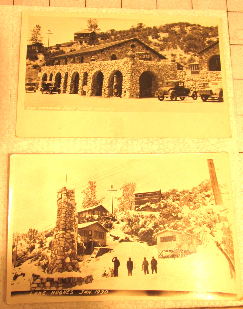 (2) Vintage Lake Hughes, CA-California, Trading Post Rock Store RPPC Postcard (2) Vintage Lake Hughes, CA-California, Trading Post Rock Store RPPC Postcard