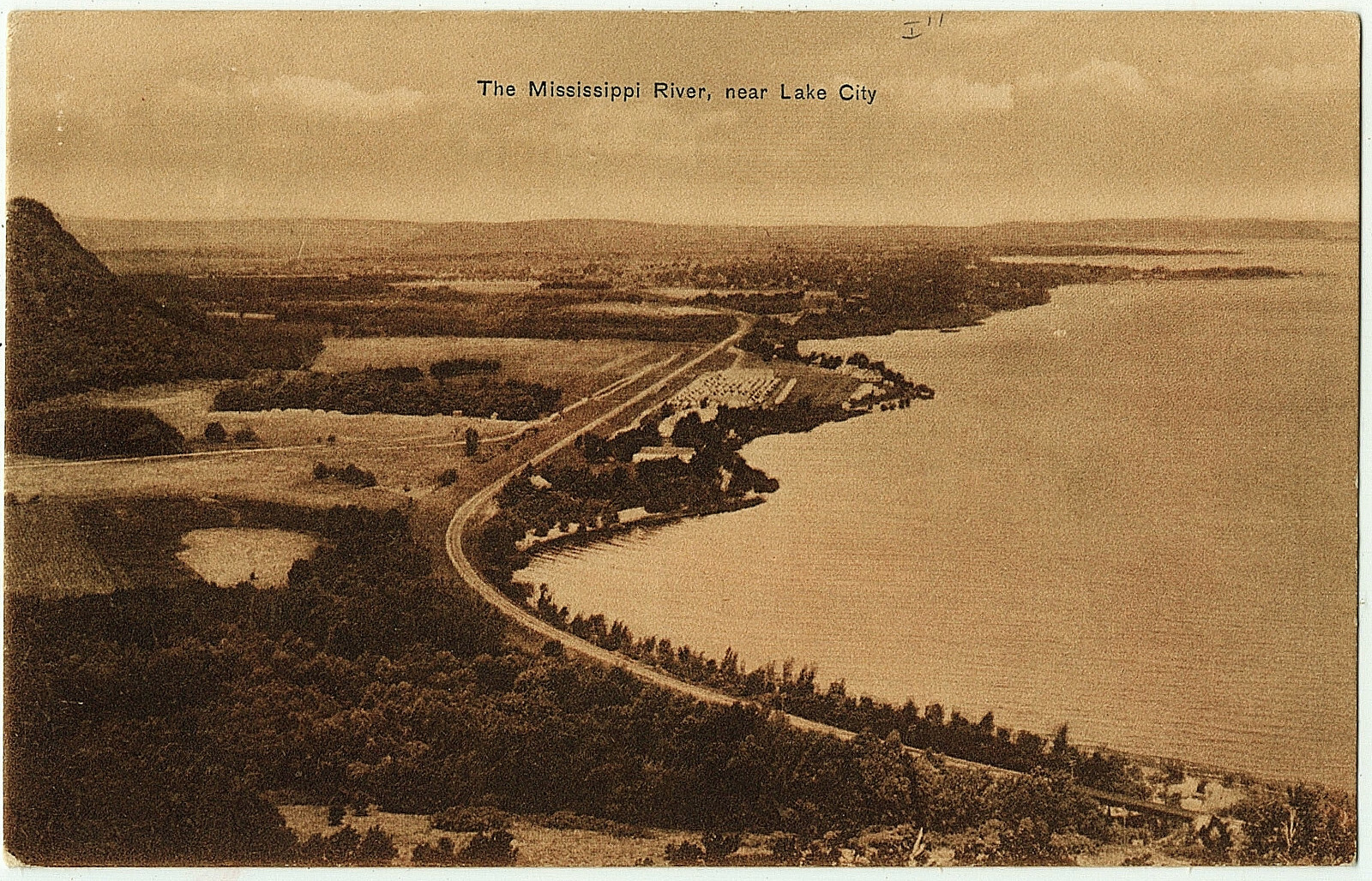 1901 Near Lake City MN Postcard Bird's Eye The Mississippi River RARE Minnesota