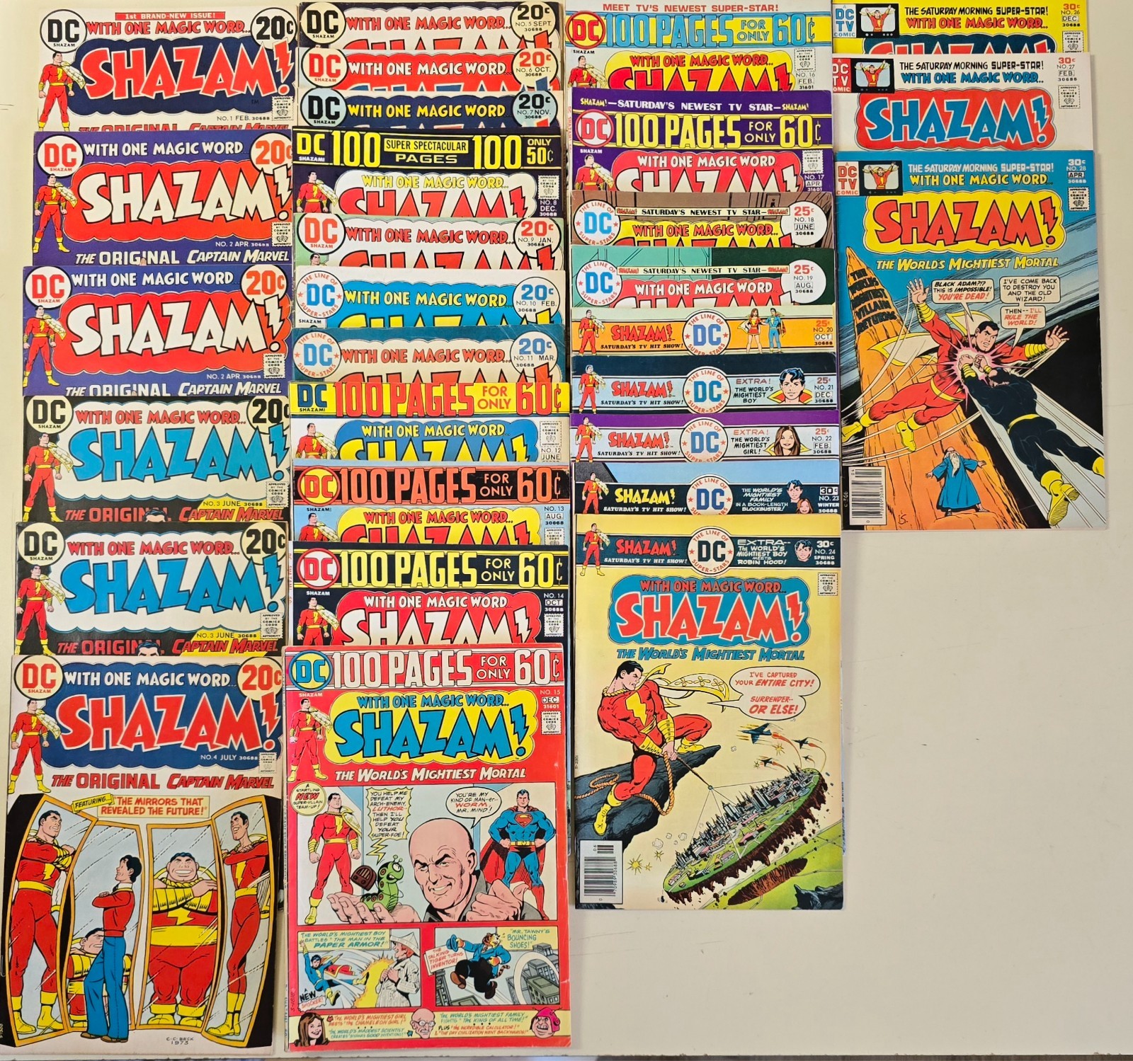 Shazam The Original Captain Marvel #1, 2, 2, 3, 3, 4-24, 26-28 DC Comics Lot-29 Shazam The Original Captain Marvel #1, 2, 2, 3, 3, 4-24, 26-28 DC Comics Lot-29