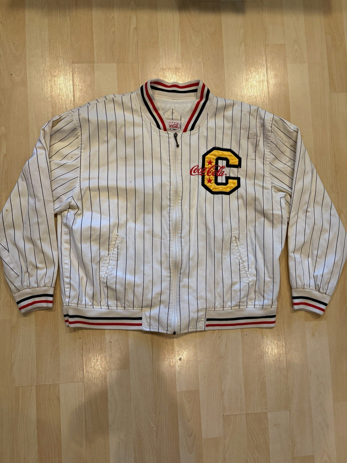 Vintage 1992 Coca-Cola All Stars Baseball White Pinstripe Zip Jacket Collectible Vintage 1992 Coca-Cola All Stars Baseball White Pinstripe Zip Jacket Collectible