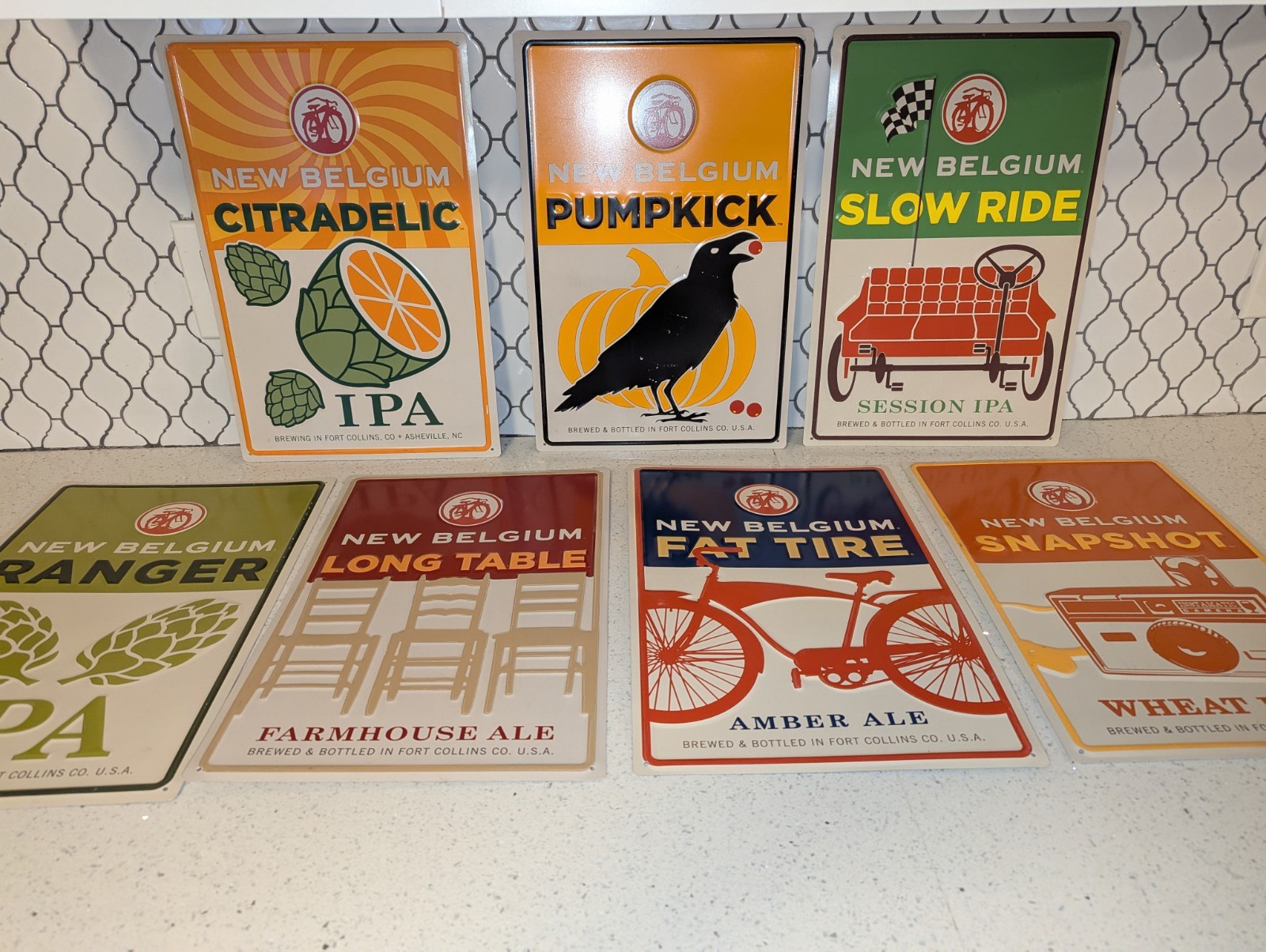 New Belgium Metal sign lot Of 7, Great Brewery Signs