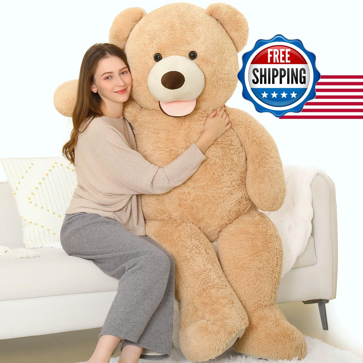 MorisMos Giant Teddy Bear, 51 Inch Large Stuffed Bears Sweet Smile MorisMos Giant Teddy Bear, 51 Inch Large Stuffed Bears Sweet Smile