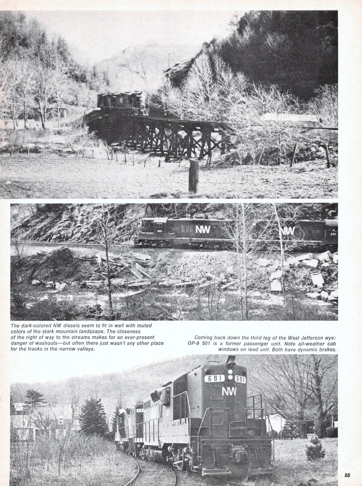 Norfolk Western GP9s 501 & 681 W Jefferson Wye North Carolina Diesels Mag Images