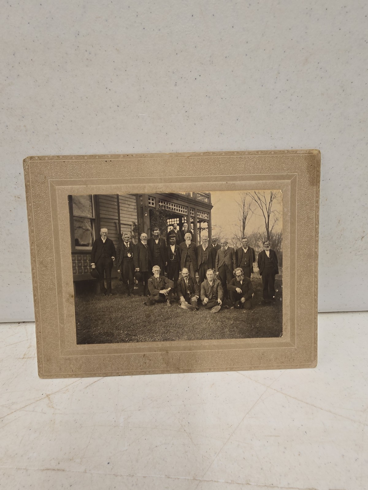 Antique Early 20C Boarded Photograph Of GAR Group Civil War Reunion