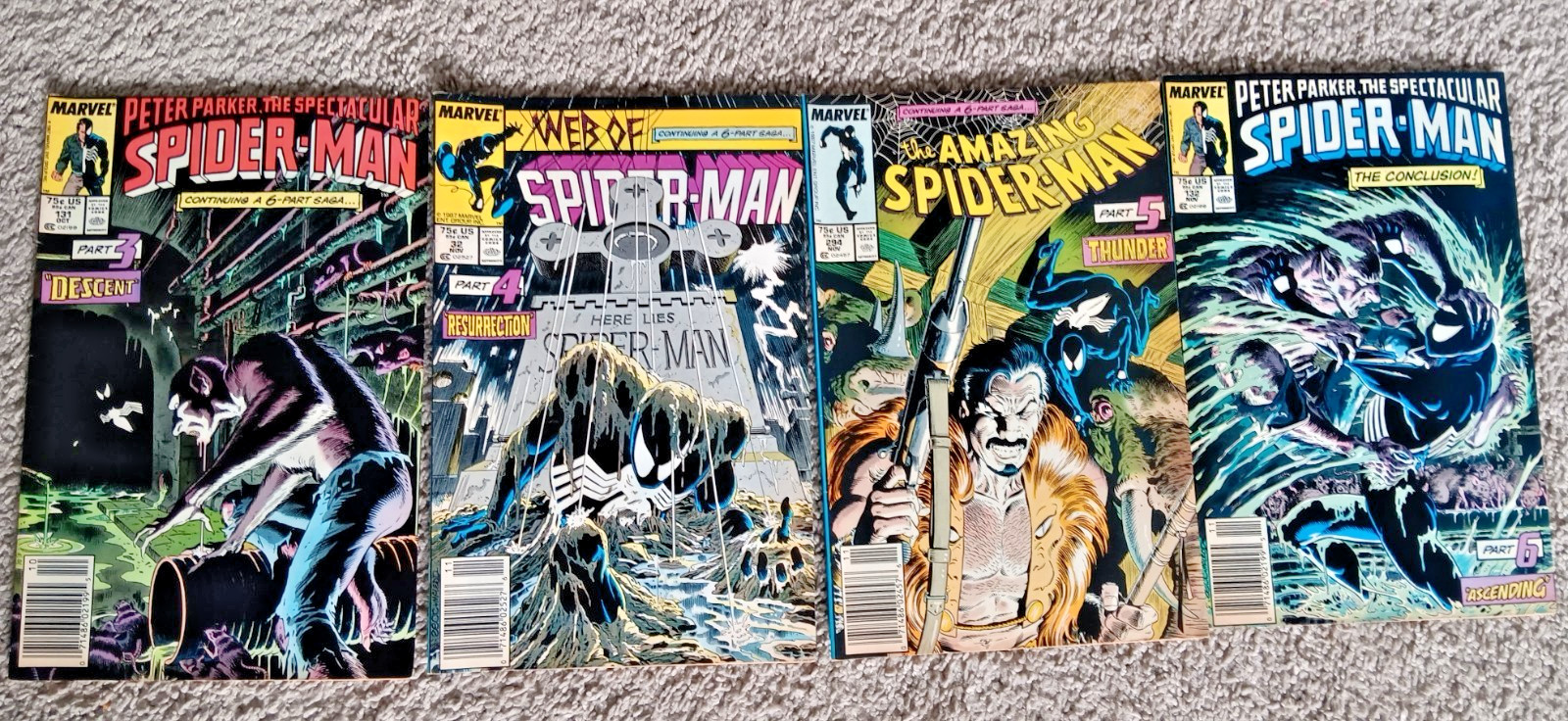 Kraven\'s Last Hunt Parts 3-6 Spider-Man 4 Comic Lot Marvel 1987 Kraven\'s Last Hunt Parts 3-6 Spider-Man 4 Comic Lot Marvel 1987