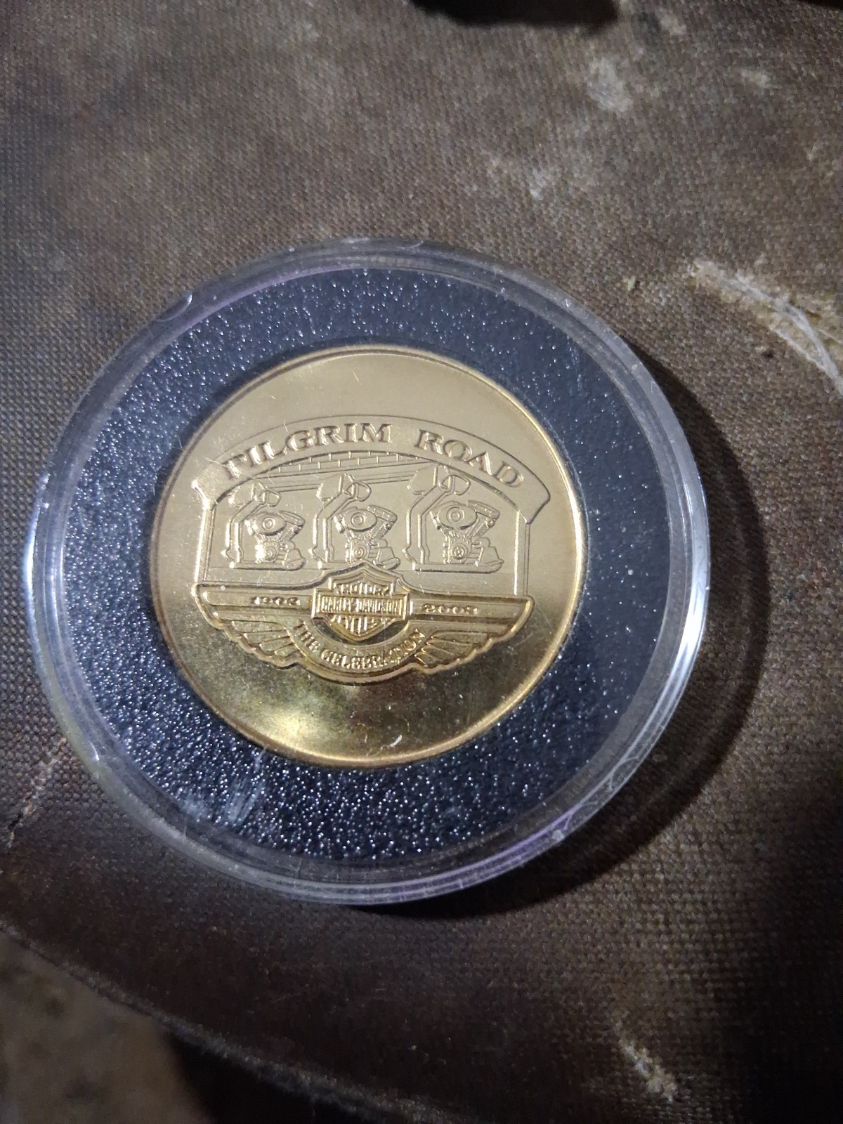  New Harley Davidson Pilgrim Road  Celebration Coin 2003 Protective Case