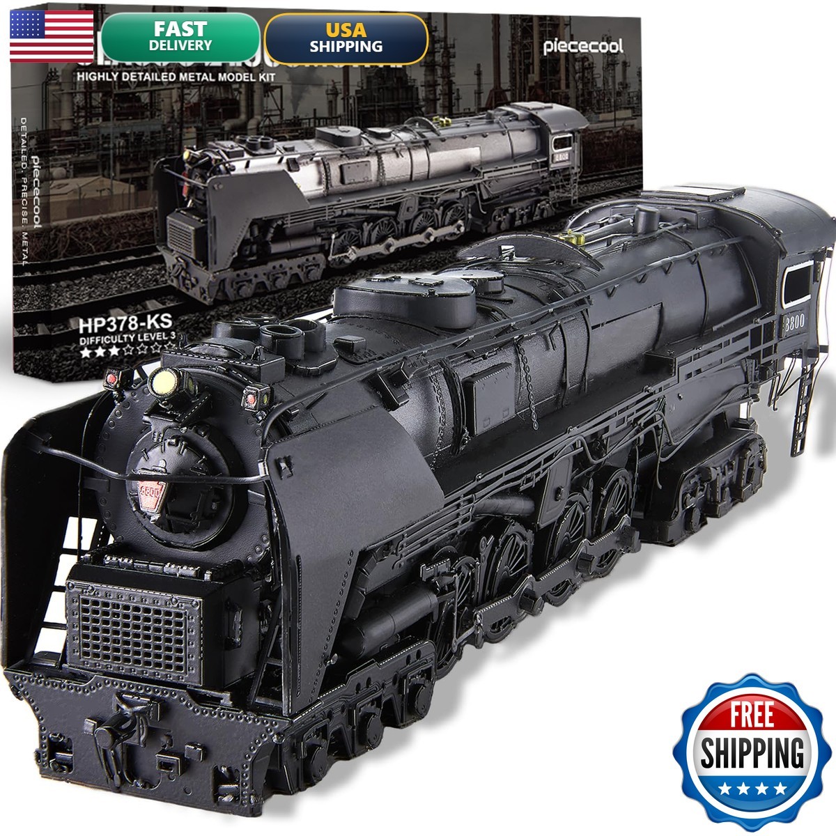 Piececool 3D Metal Puzzles Adults, Class S-2 Locomotive Steam Train Model Piececool 3D Metal Puzzles Adults, Class S-2 Locomotive Steam Train Model