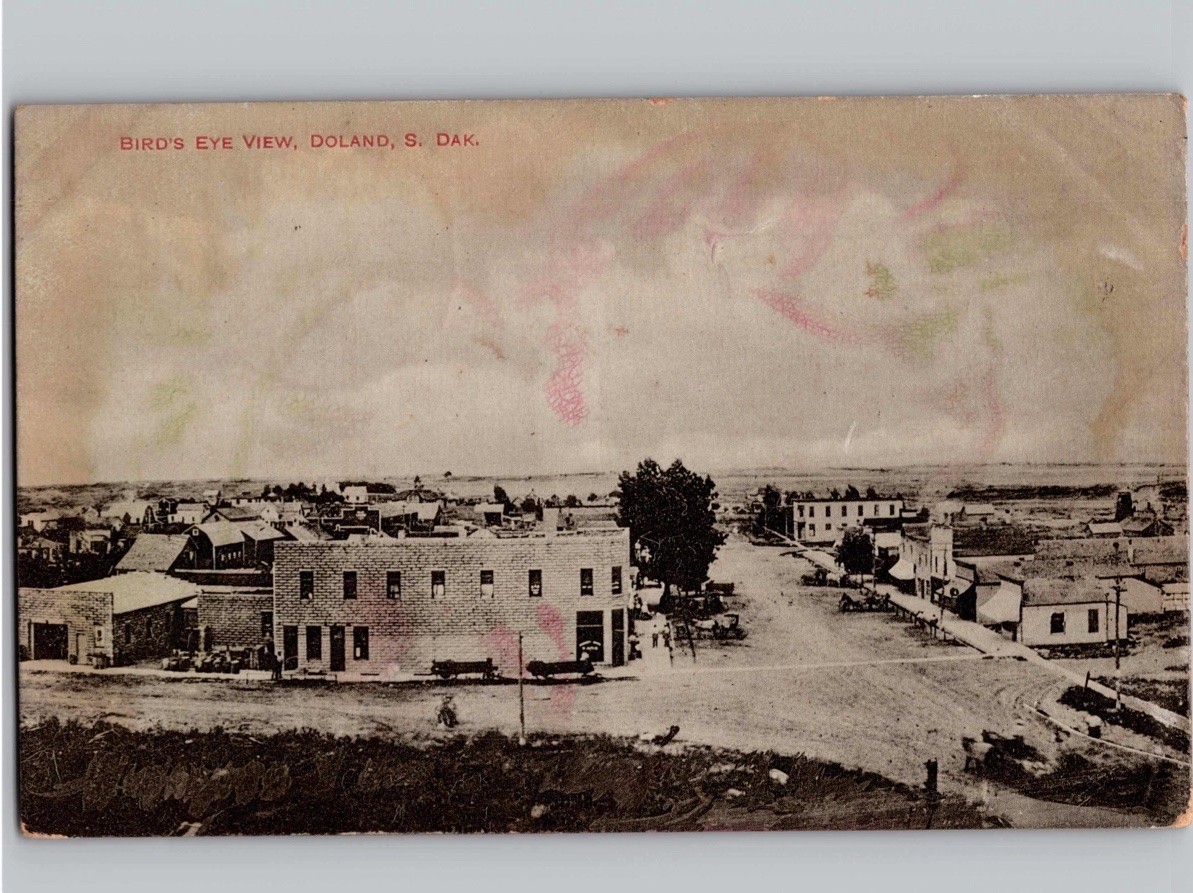 c1910 Bird's Eye View Main Street Doland South Dakota SD Spink County Postcard c1910 Bird's Eye View Main Street Doland South Dakota SD Spink County Postcard