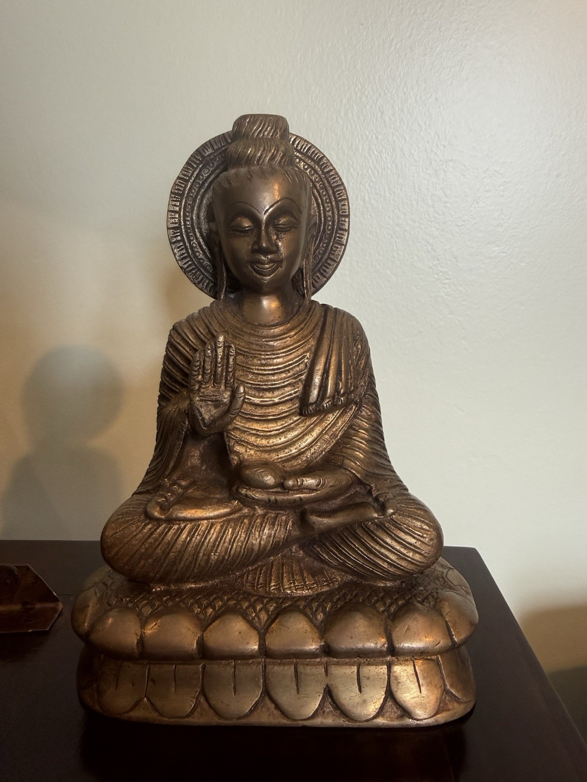 Vintage Brass/Bronze Buddha Statue Meditating Shakyamuni Figure 8” Heavy Antique