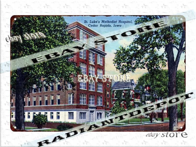 Tin Sign 1940 St Lukes Methodist Hospital Cedar Rapids Iowa home decor art