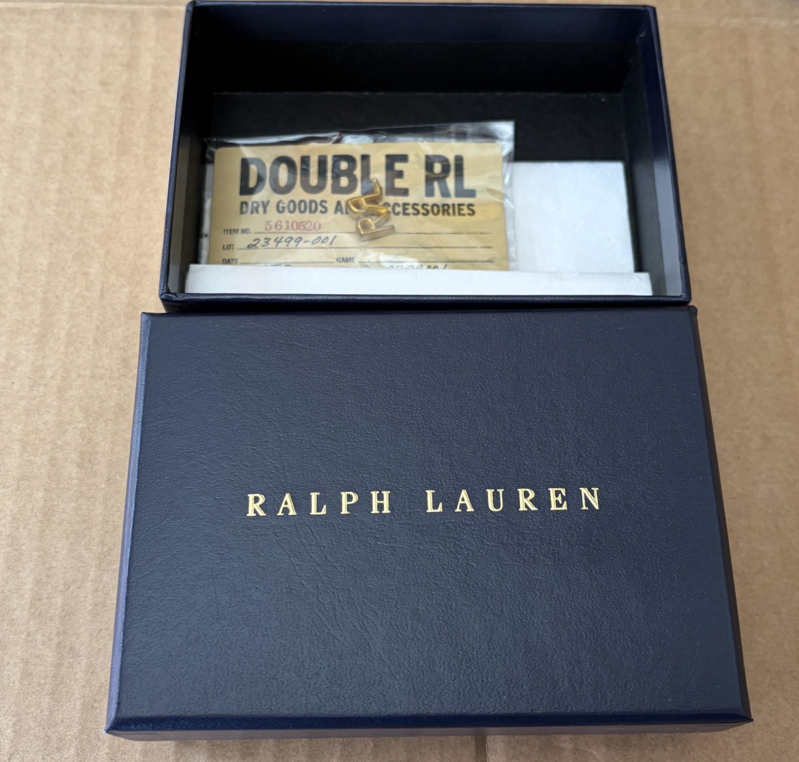 RRL Double RL Ralph Lauren Brass Logo Pin Badge Brand New with Case