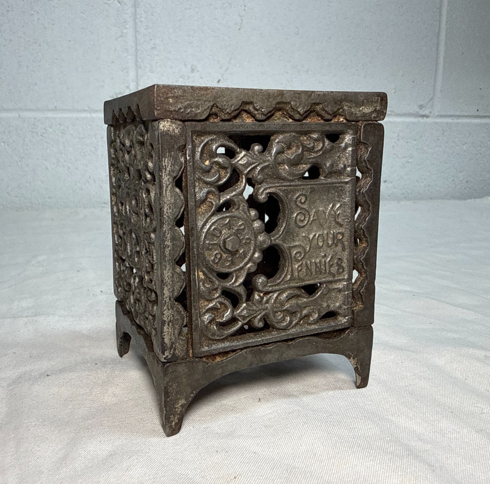 Scarce Antique Cast Iron Still Penny Bank Save Your Pennies Kenton Safe Scarce Antique Cast Iron Still Penny Bank Save Your Pennies Kenton Safe