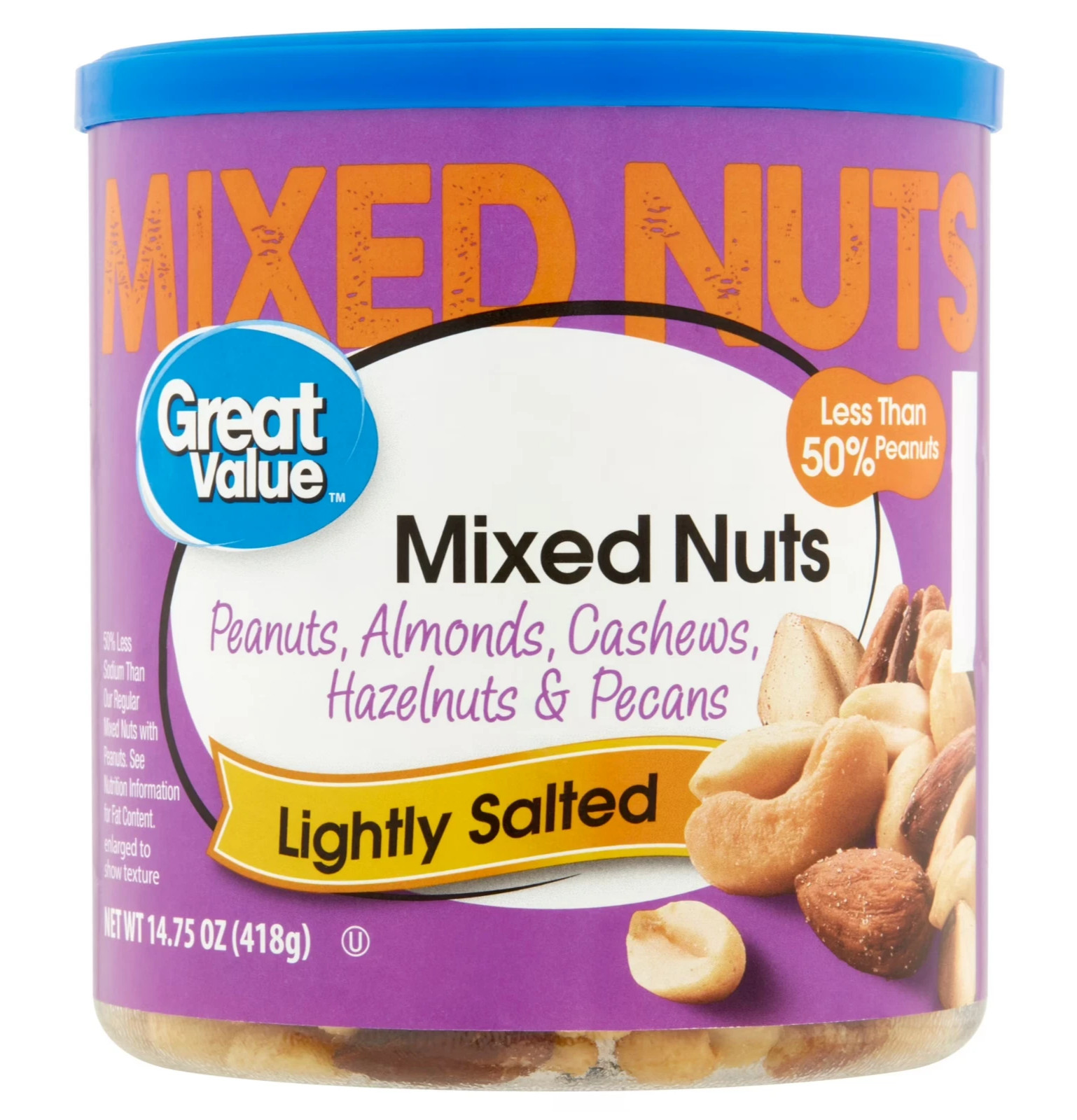 Great Value Roasted & Lightly Salted Mixed Nuts, 14.75 oz 