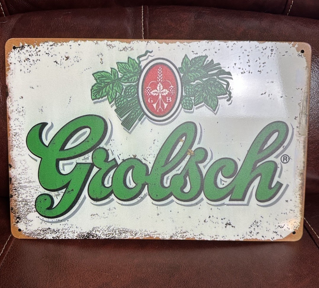 New Grolsch Premium Lager Beer Vintage Style Tin Sign 12in X 8in Bar Man Cave