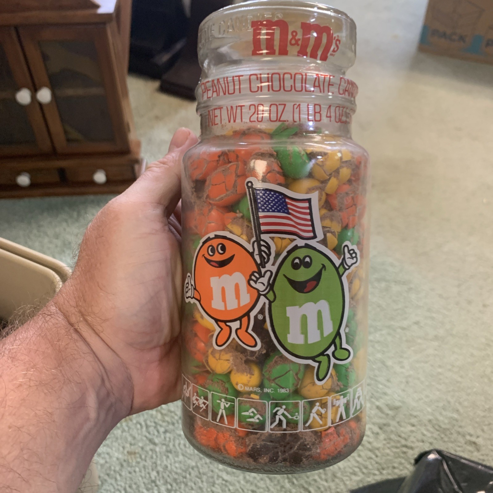 Vintage M&M\'s Mars 1984 LA Olympic Candy Jar 7.75\
