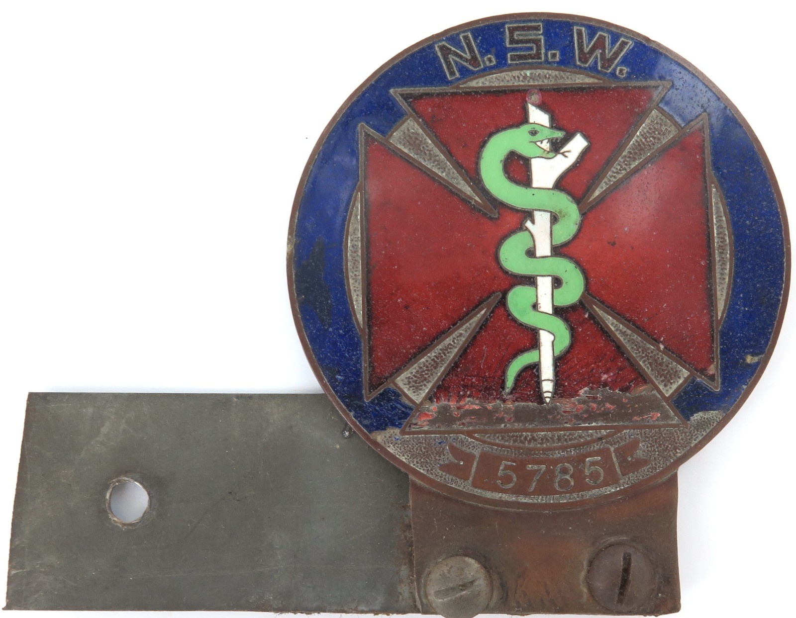 RARE c1930s New South Wales Doctors Large Car Badge #5782 RARE c1930s New South Wales Doctors Large Car Badge #5782