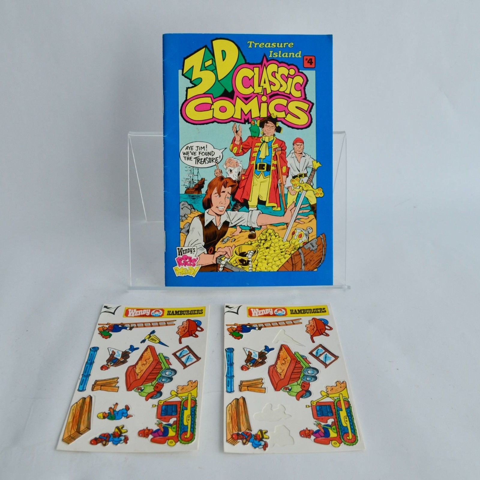 Lot Vintage Wendy\'s Restaurant Items 3D Classic Comics & Kids Meal Stickers
