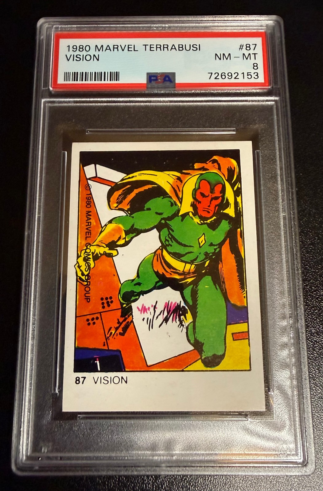 1980 Marvel Terrabusi #87 Vision PSA 8 NM-MT RARE LOW Pop: ONLY 2- Show Coming 1980 Marvel Terrabusi #87 Vision PSA 8 NM-MT RARE LOW Pop: ONLY 2- Show Coming