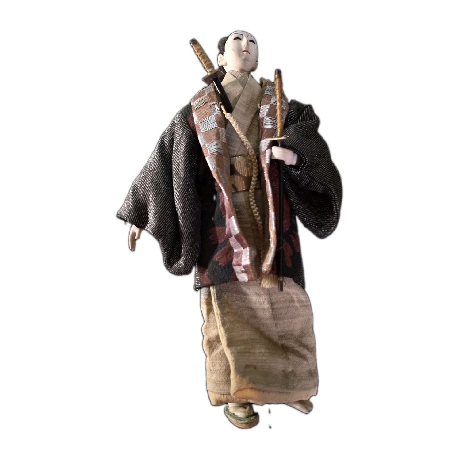 Vintage Japanese Samurai Musha Doll 12” Kimono Warrior Ningyo Figure Japan Art