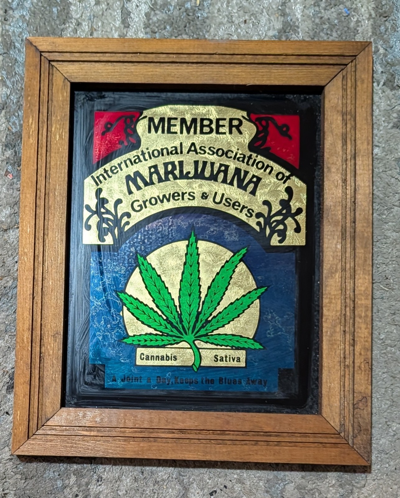 Vintage '70s Intl. Assn. of Marijauna Growers & Users Foil Framed Vintage '70s Intl. Assn. of Marijauna Growers & Users Foil Framed