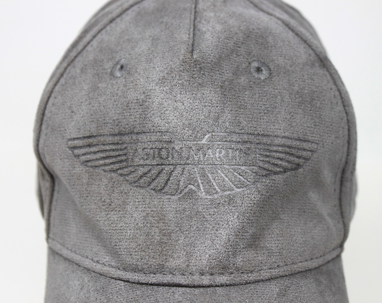 Aston Martin Gray Faux Suede Adjustable Hat Embossed Wings Logo Luxury Cap Aston Martin Gray Faux Suede Adjustable Hat Embossed Wings Logo Luxury Cap