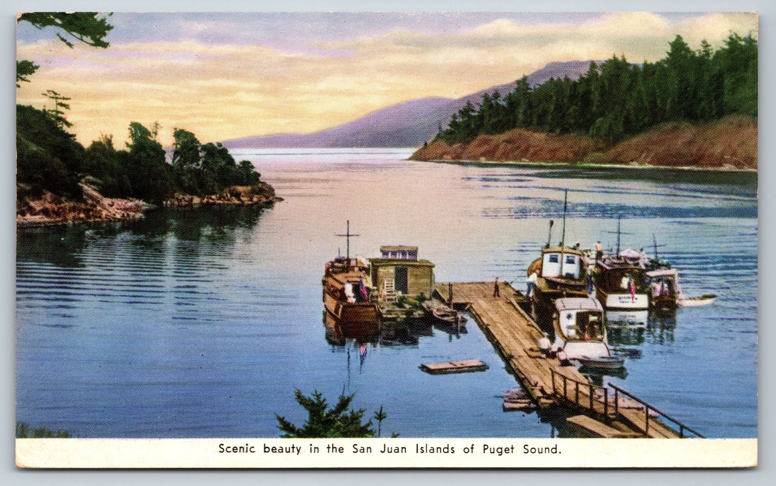 Vintage San Juan Islands Puget Sound WA Boats Dock Postcard After War Vintage San Juan Islands Puget Sound WA Boats Dock Postcard After War