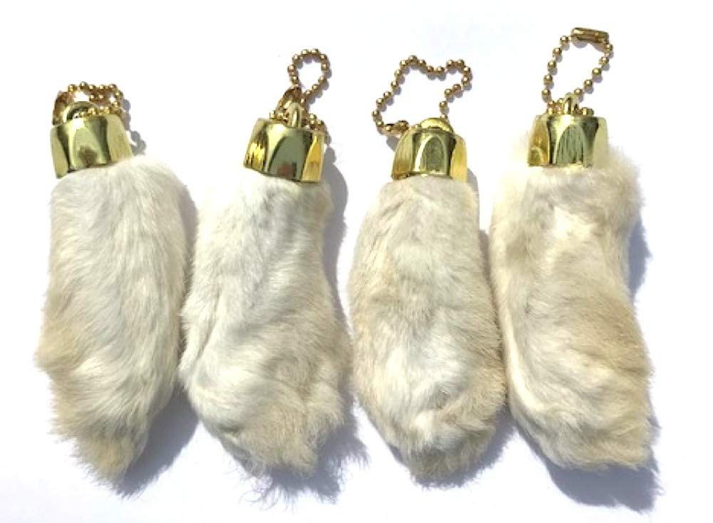 Rabbit Foot Keychain Snow White Gold Chain - 4 Pieces Rabbit Foot Keychain Snow White Gold Chain - 4 Pieces