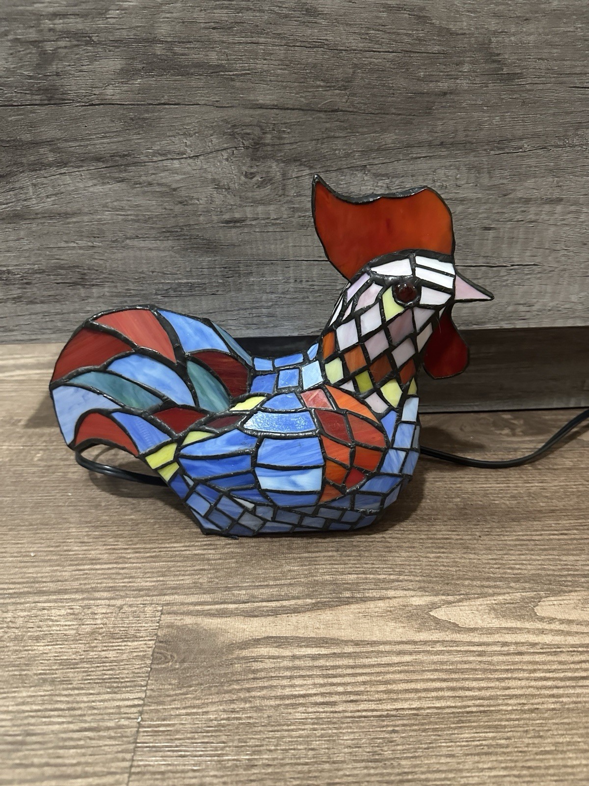Tiffany Style Stained Glass Rooster Chicken Table Lamp Light 12\ Tiffany Style Stained Glass Rooster Chicken Table Lamp Light 12\
