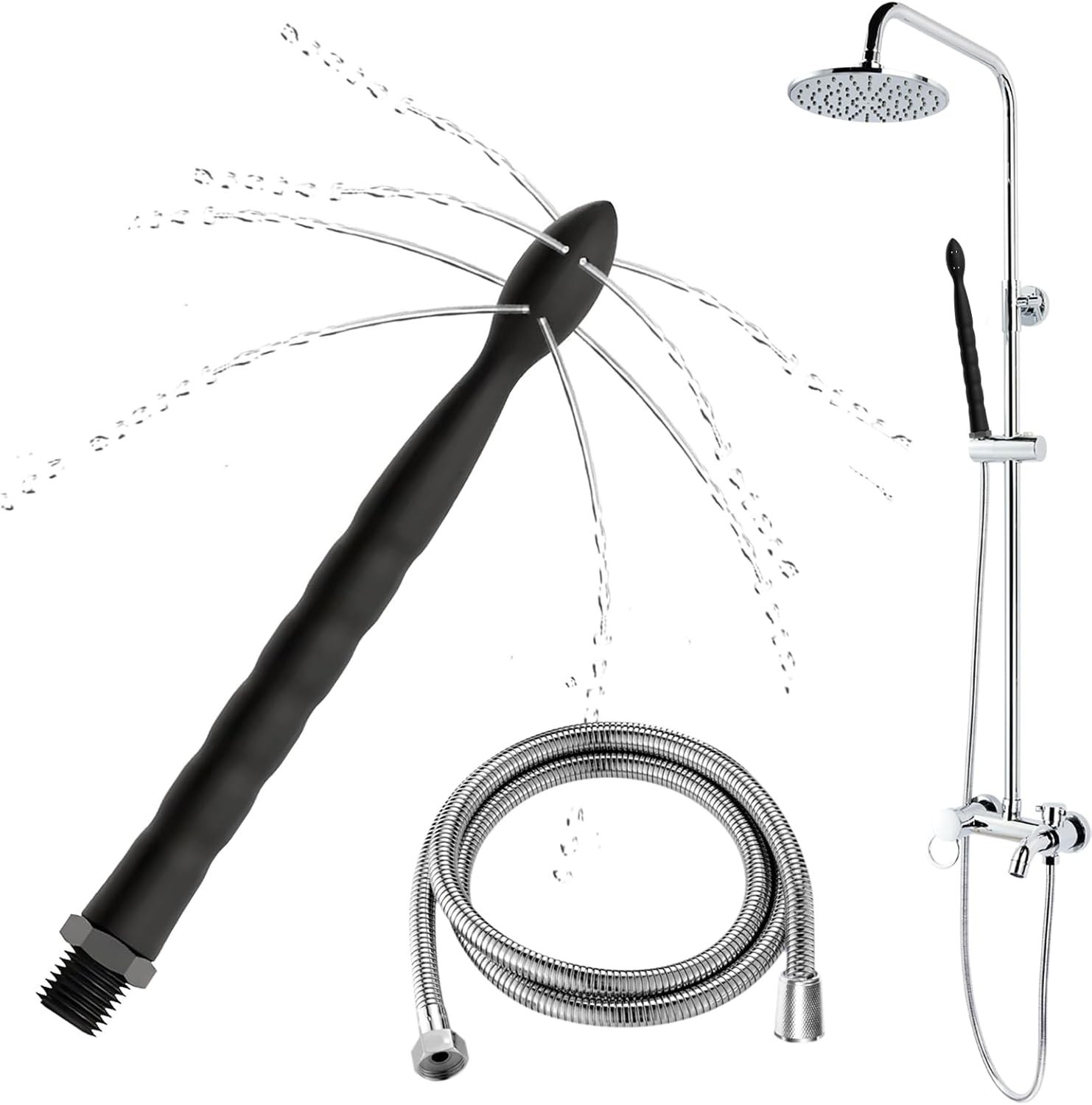 Premium Shower Enema Kit with 59-Inch Hose & 24cm Silicone Nozzle Black Premium Shower Enema Kit with 59-Inch Hose & 24cm Silicone Nozzle Black