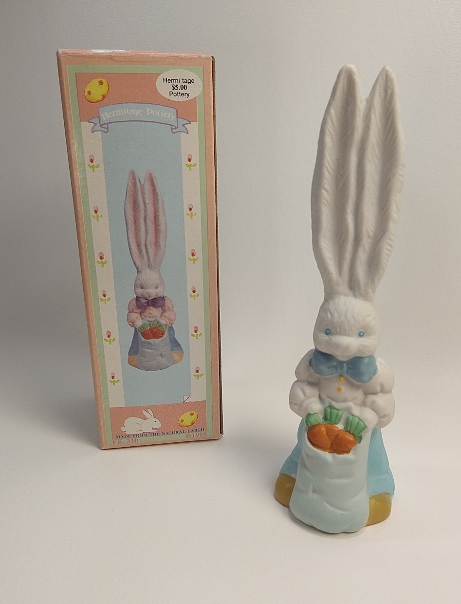 Porcelain Bunny Rabbit Figurine Bell 7.5\