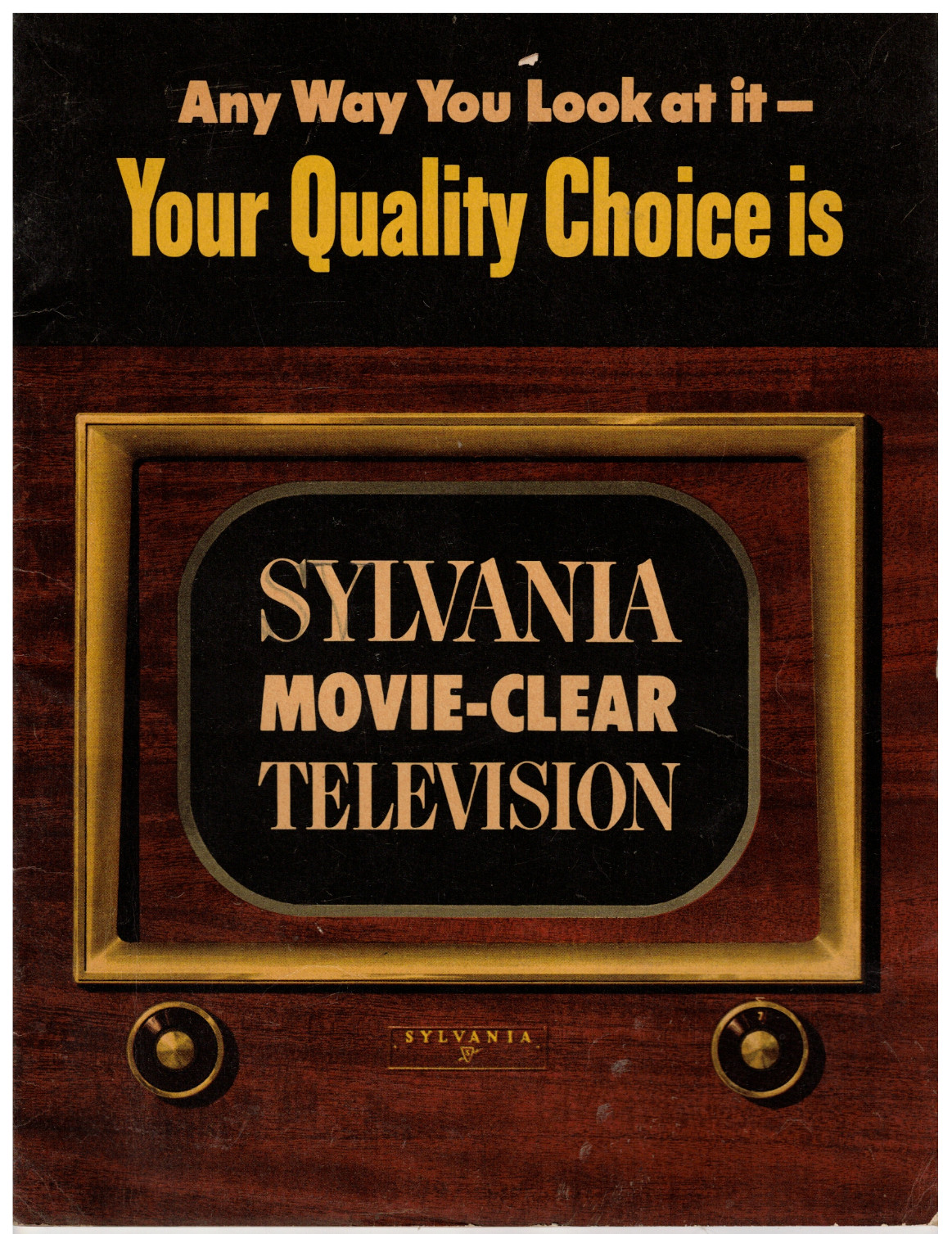 VINTAGE 1950 SYLVANIA MOVIE-CLEAR TELEVISION CATALOG/BROCHURE TV CONSOLE/TABLE