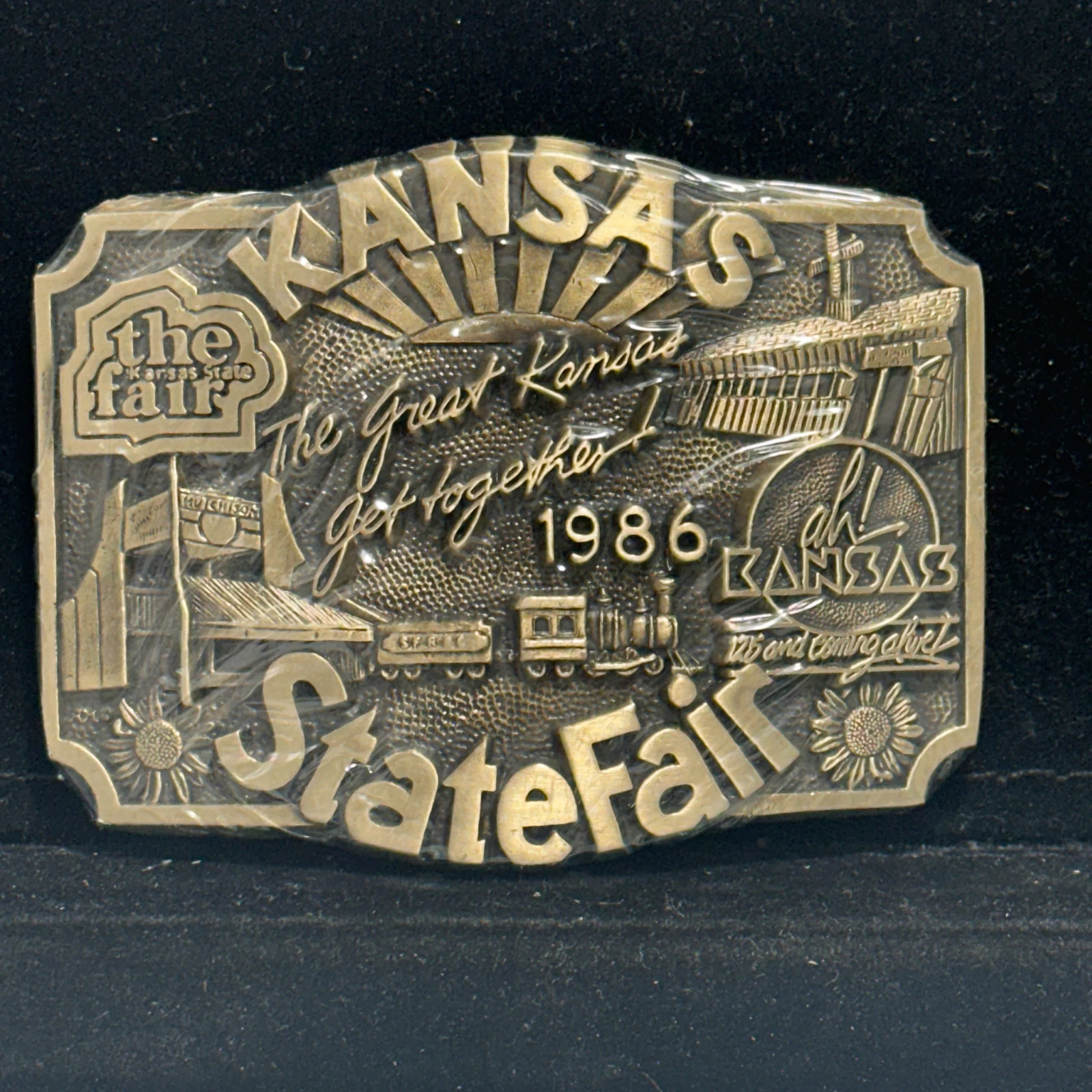 Vintage 1986 Kansas State Fair Commemorative Belt Buckle Solid Brass Hutchinson Vintage 1986 Kansas State Fair Commemorative Belt Buckle Solid Brass Hutchinson