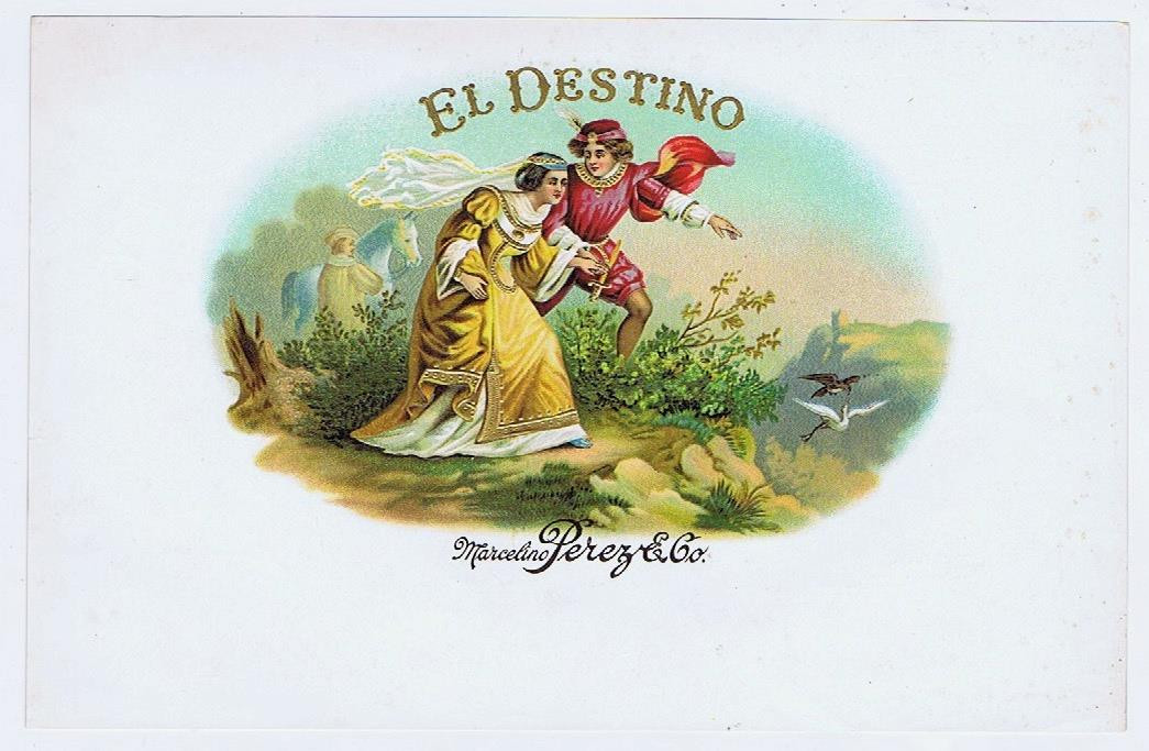 El Destino Marcelino Perez & Co Tampa Florida  original  cigar label