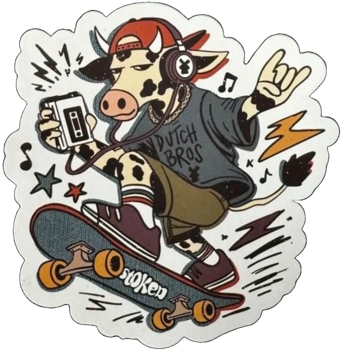 DUTCH BROS OCT 21 2026 COW SKATEBOARDER STICKER PRESALE