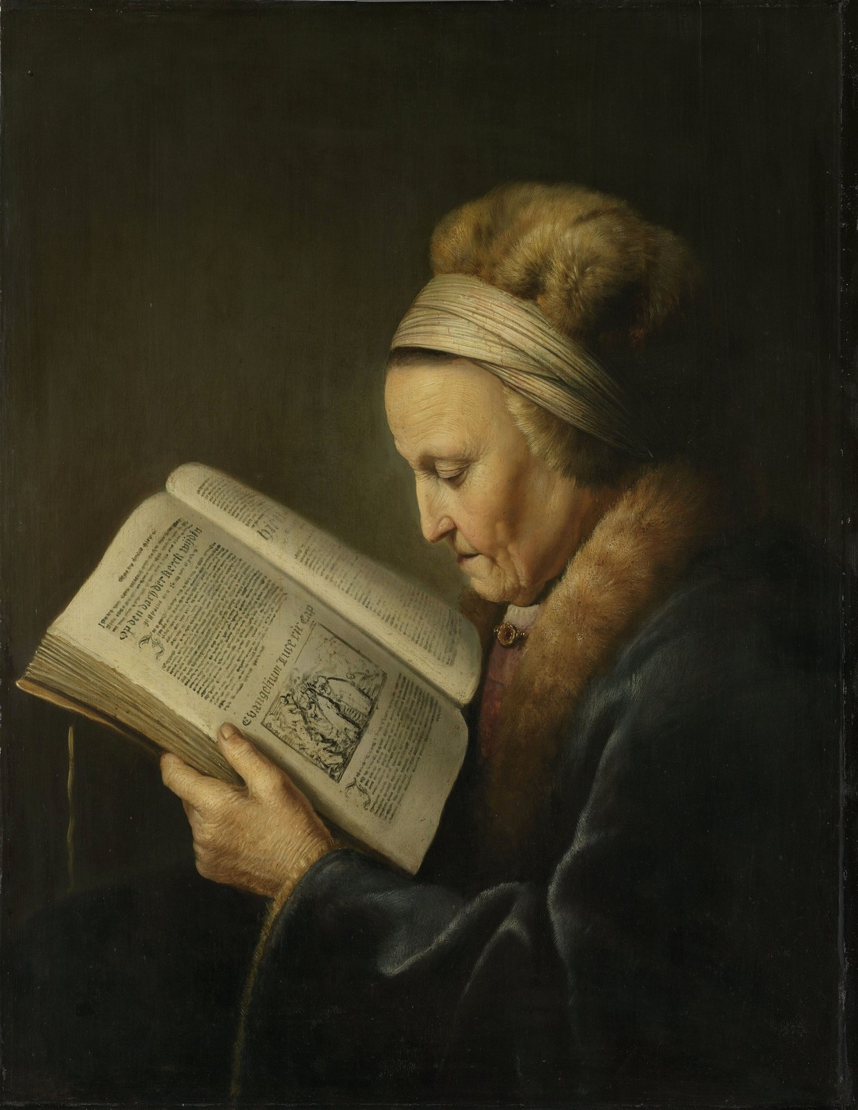 Gerrit Dou Old Woman Reading 1631 Vintage Art Photo Reprint Wall Art
