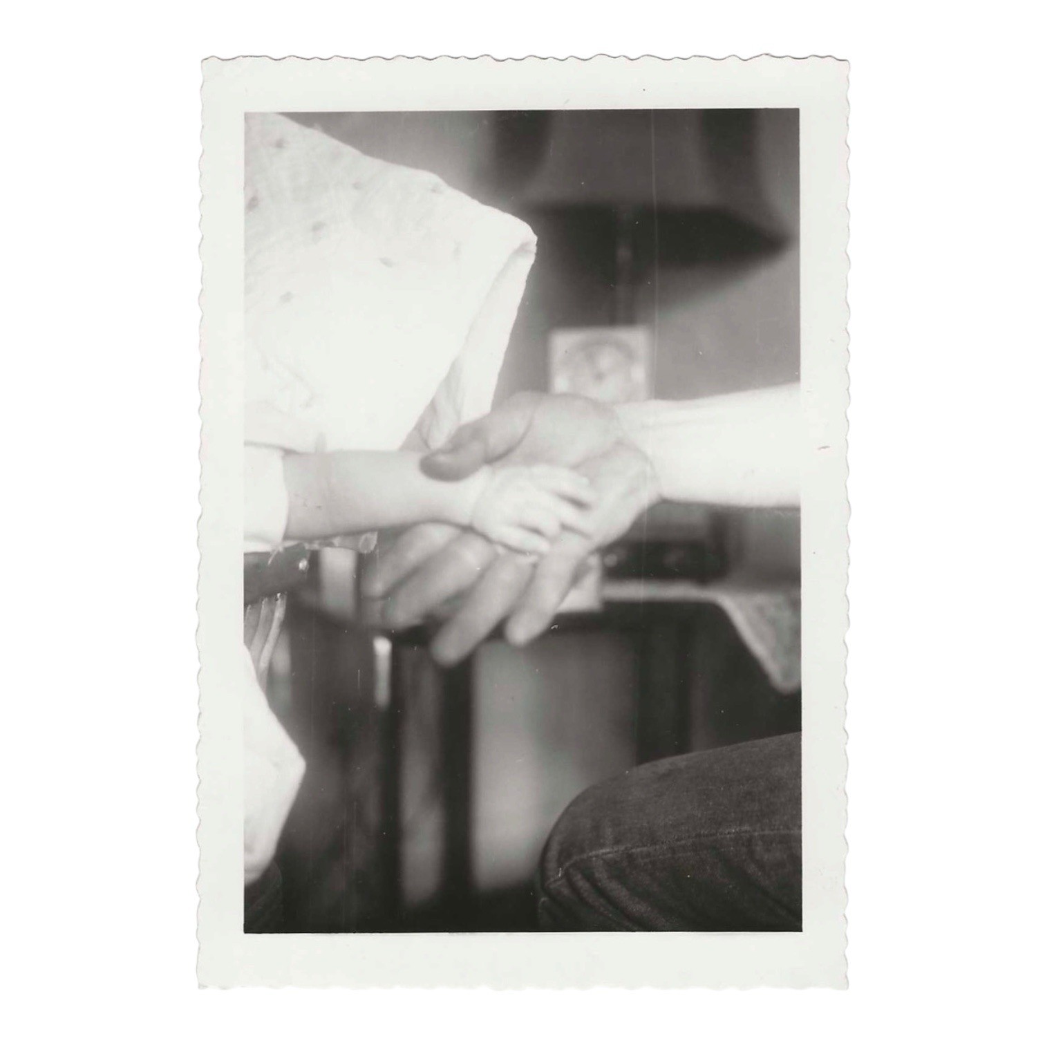 Vintage Snapshot Photo Tiny Hand Held In Larger Hand 1950s Vernacular Photograph