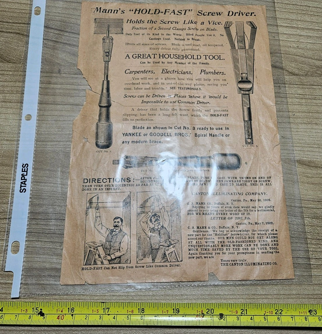 Vintage 1900s G. A. Mann Buffalo Hold Fast Screwdriver Tool Yankee Goodell Bros