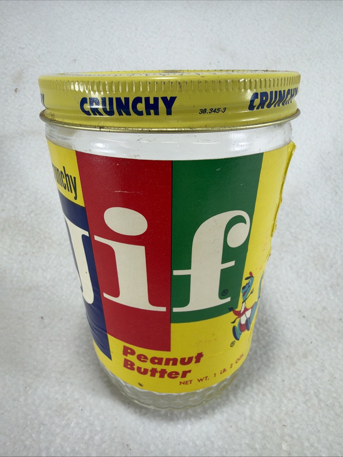 Vintage 1960’s JIF Crunchy Peanut Butter Jifaroo Kangaroo Empty Glass Jar 1 lb