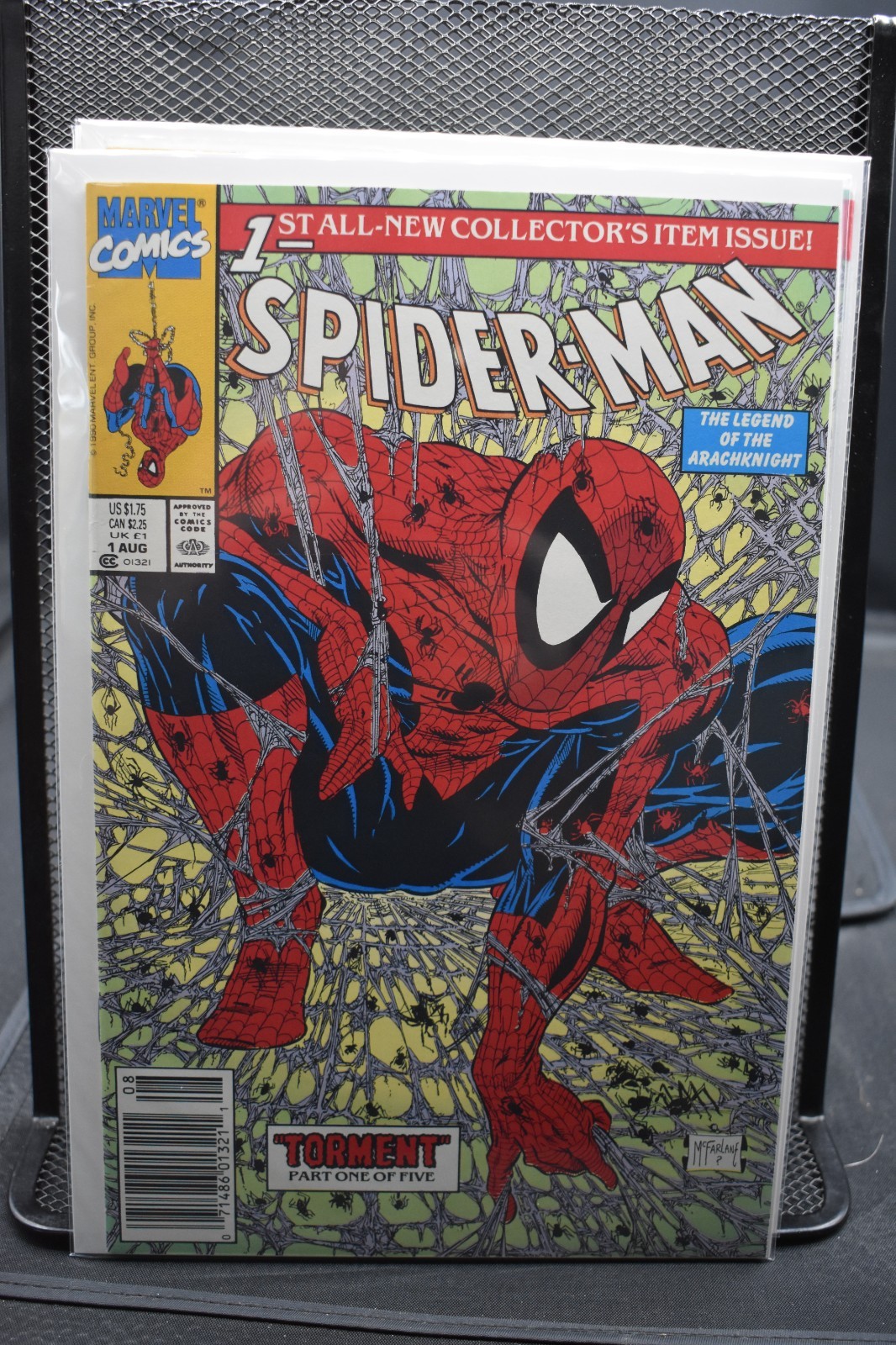 Spider-Man #1 Newsstand Green Cover Marvel 1990 Todd McFarlane Torment 9.6