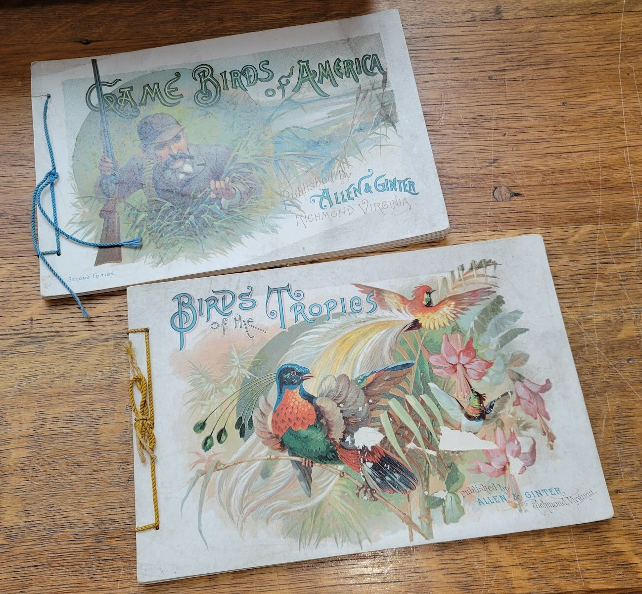 VTG 1889 ALLEN & GINTER Tobacco card albums GAME BIRDS & BIRDS OF THE TROPICS