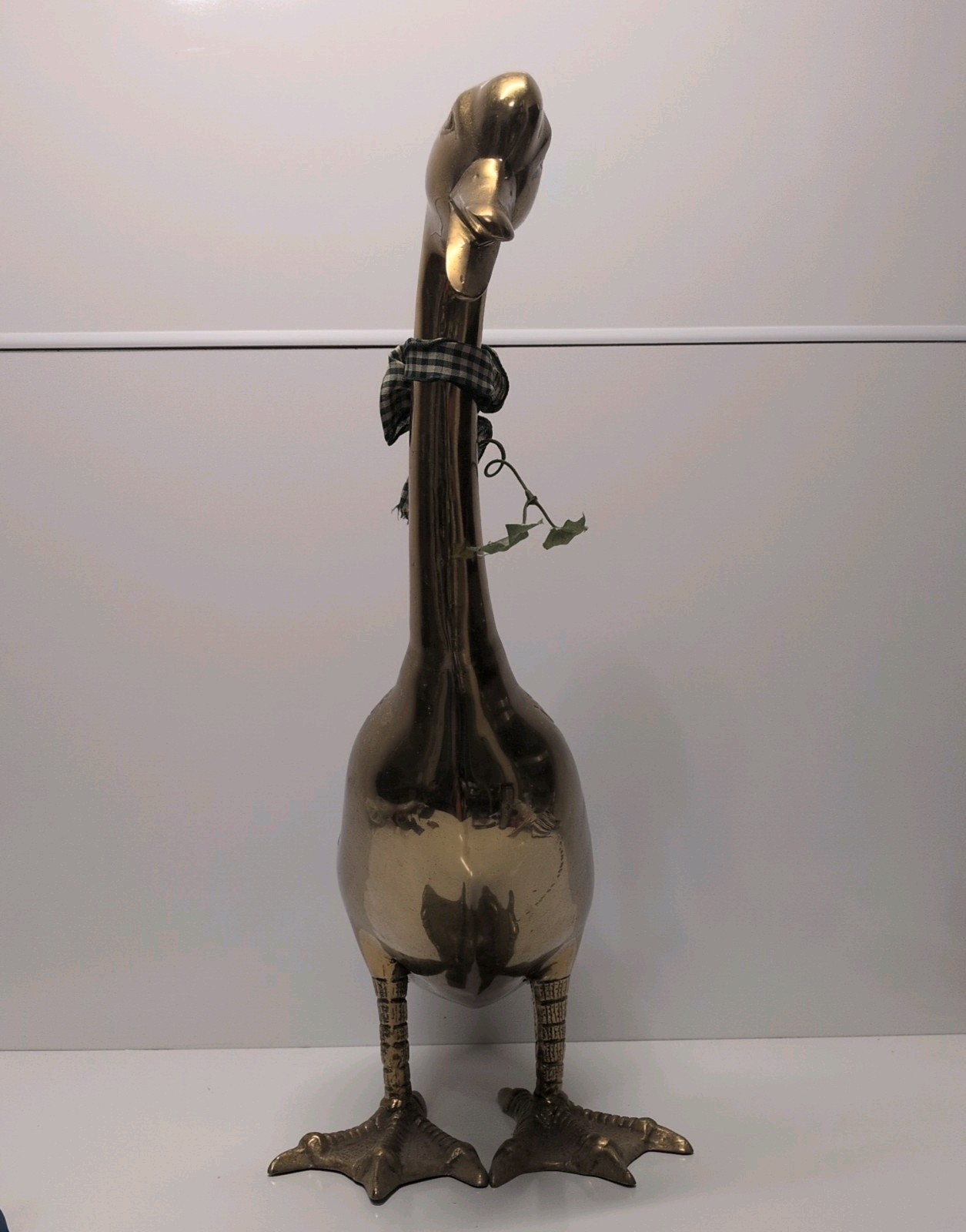 Vintage Large Brass Porch Goose Figurine Geese 25 1/2 Vintage Large Brass Porch Goose Figurine Geese 25 1/2