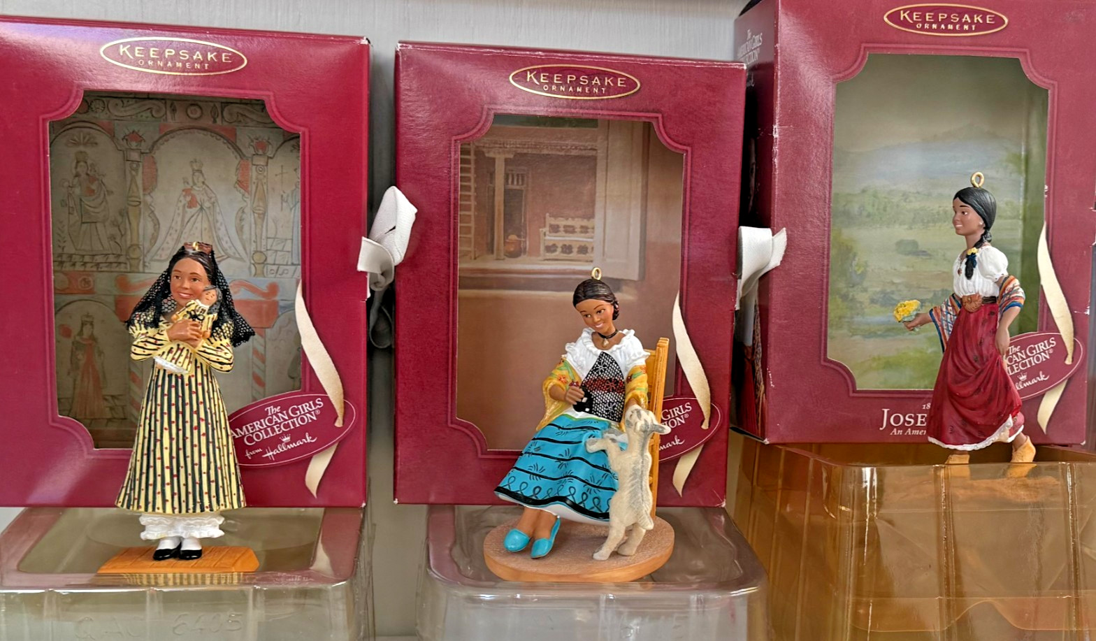 3 PCs Hallmark American Girl JOSEFINA MONTOYA Ornaments 2002, 2003, 2004 w/ Box