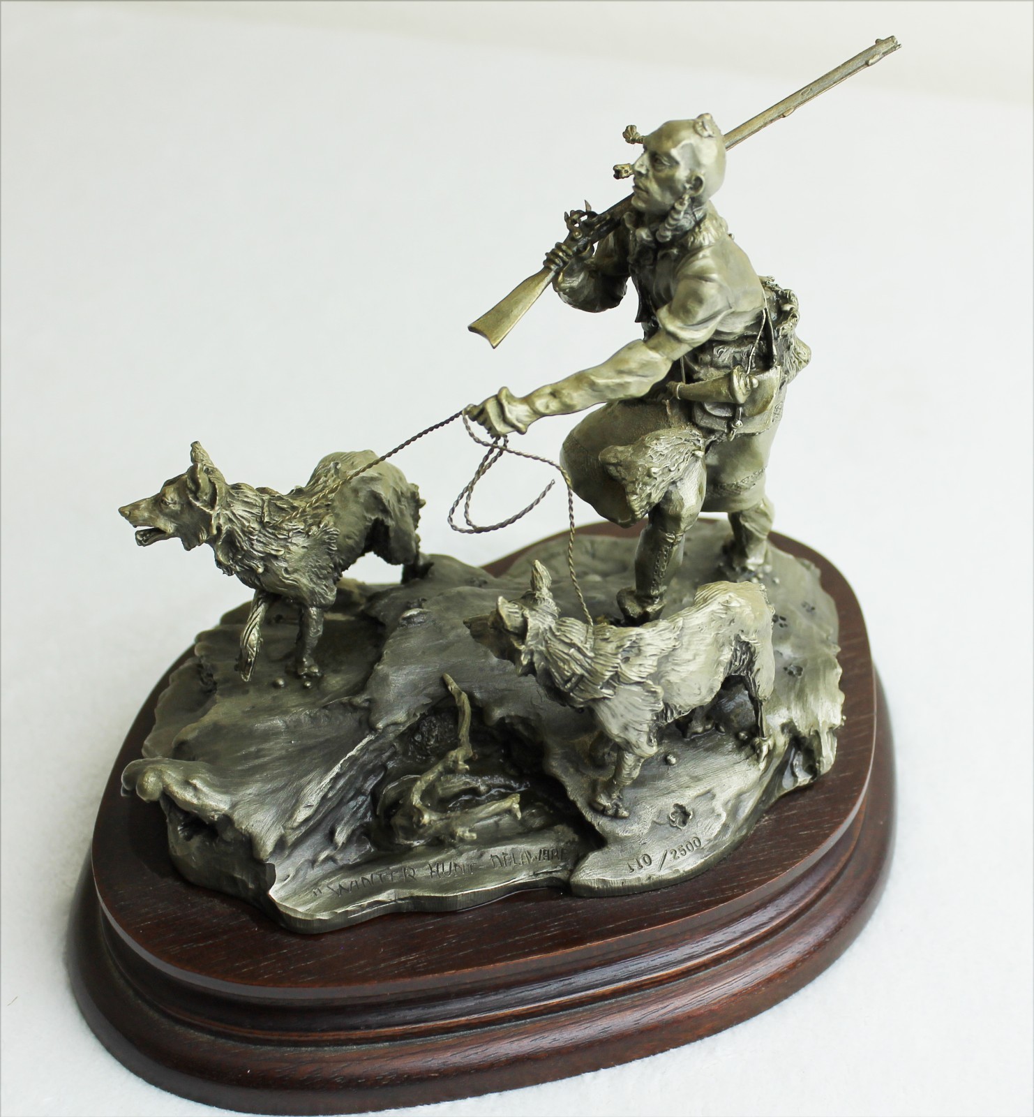 “Winter Hunt Delaware” Chilmark Pewter Sculpture Michael Boyett Native American