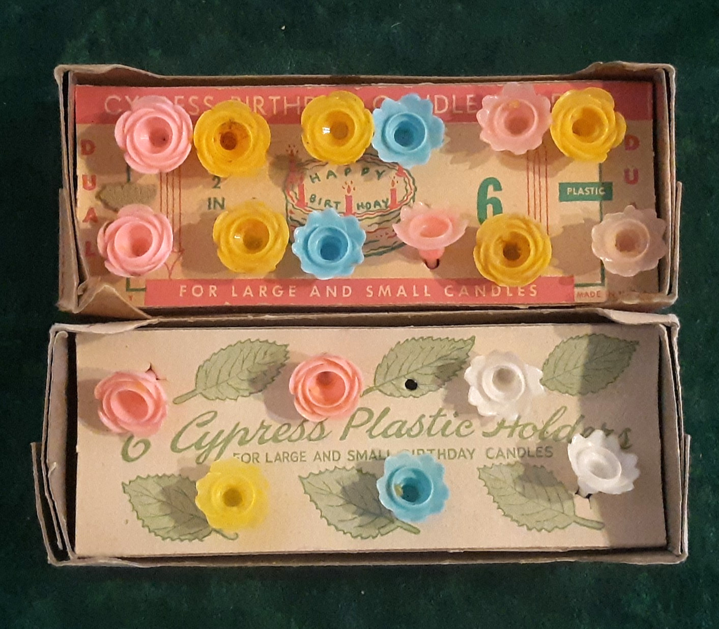 Vintage Cypress Plastic Cake Candle Holders - Vintage Cypress Plastic Cake Candle Holders -