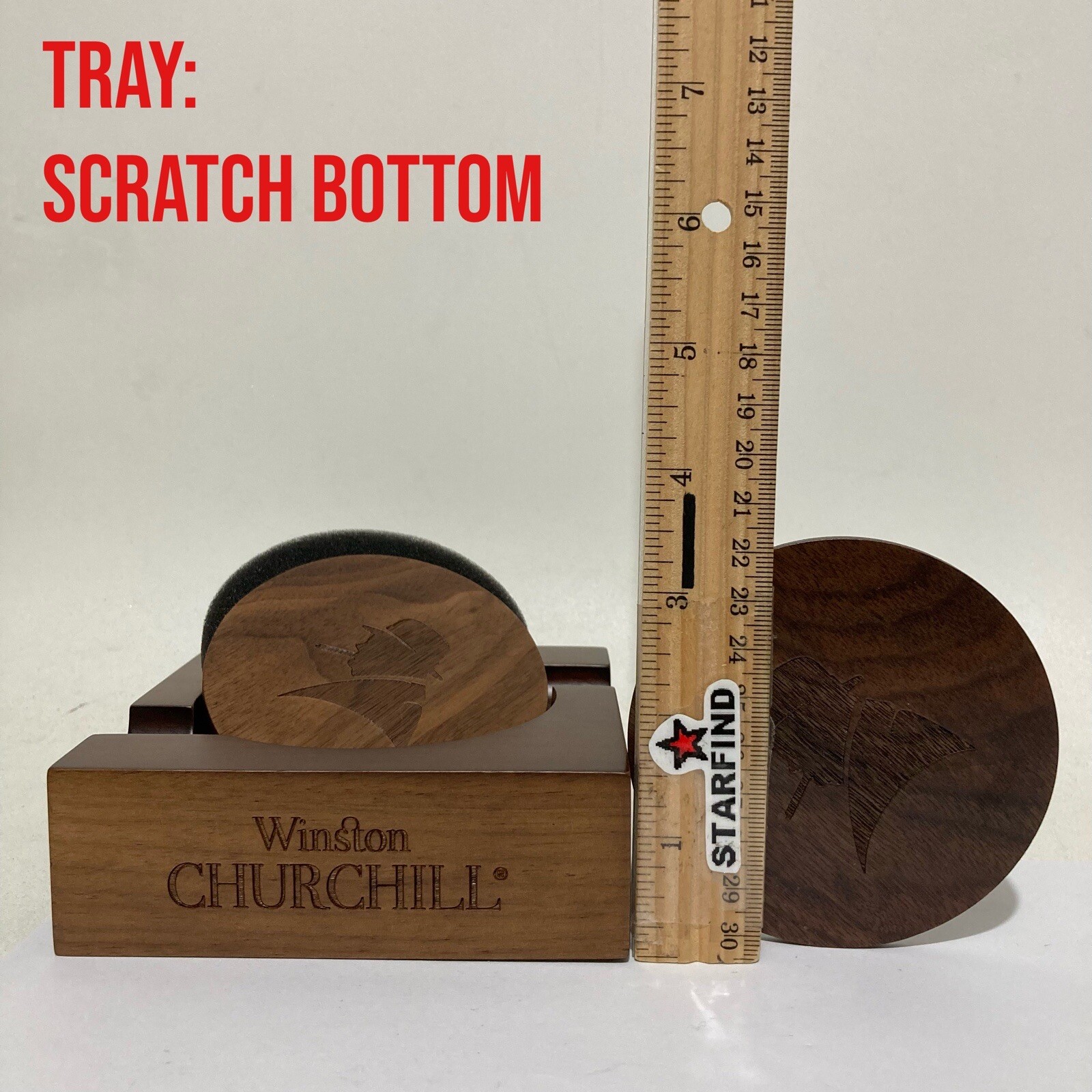 Davidoff Winston Churchill Dark Hardwood Cigar Ashtray 2 Coasters READ ⭐️ SEE