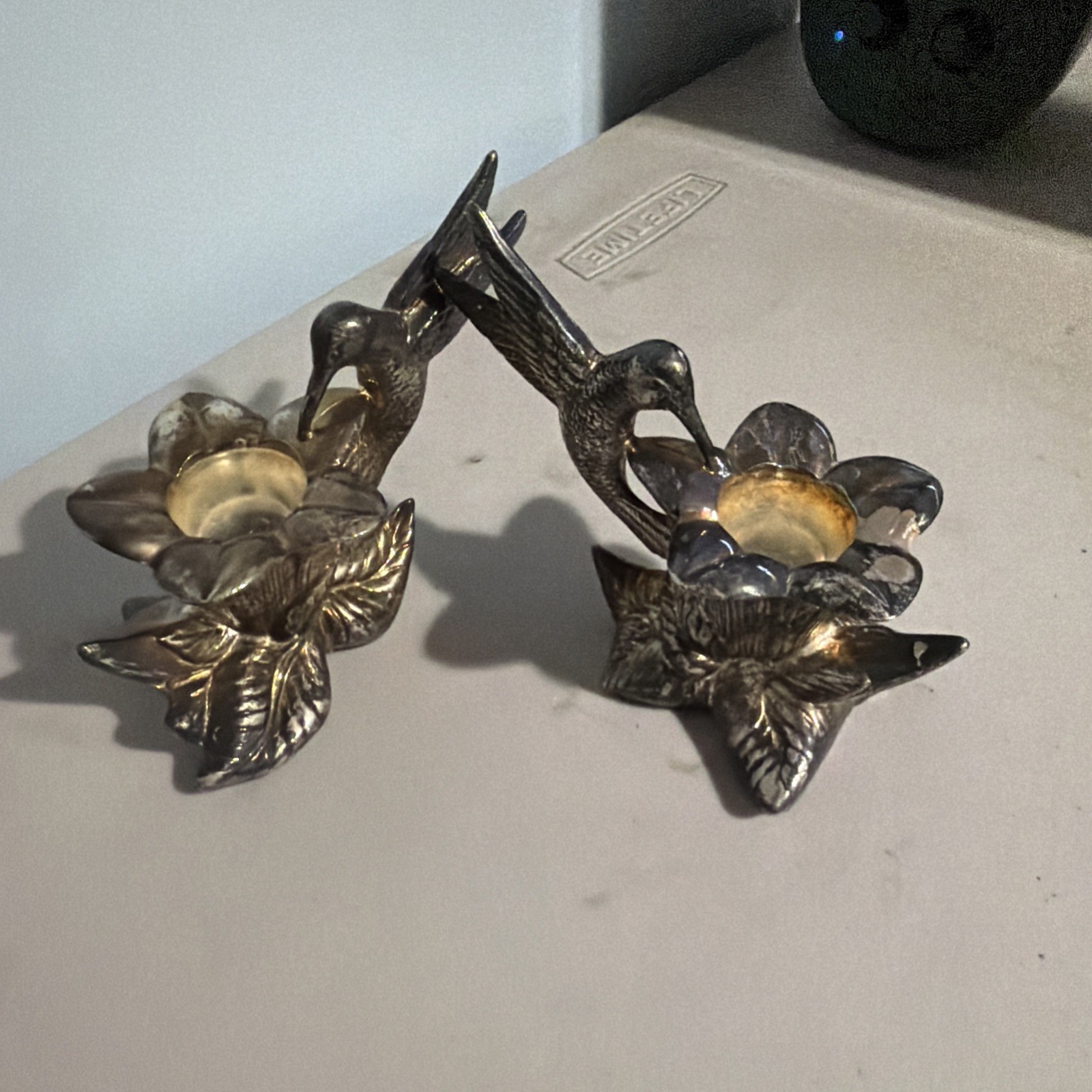 Vintage Gorham Heritage Hummingbird Candle Holder Set - Silver Plate - Lovely