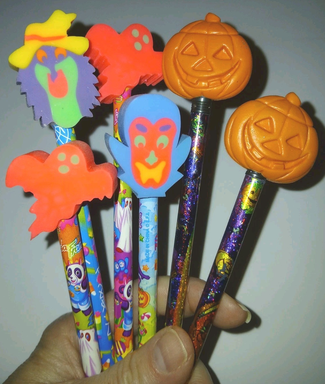 Lot Of Halloween Lisa Frank Pencils Erasers Glow 2 Diener Pumpkin Pencils READ
