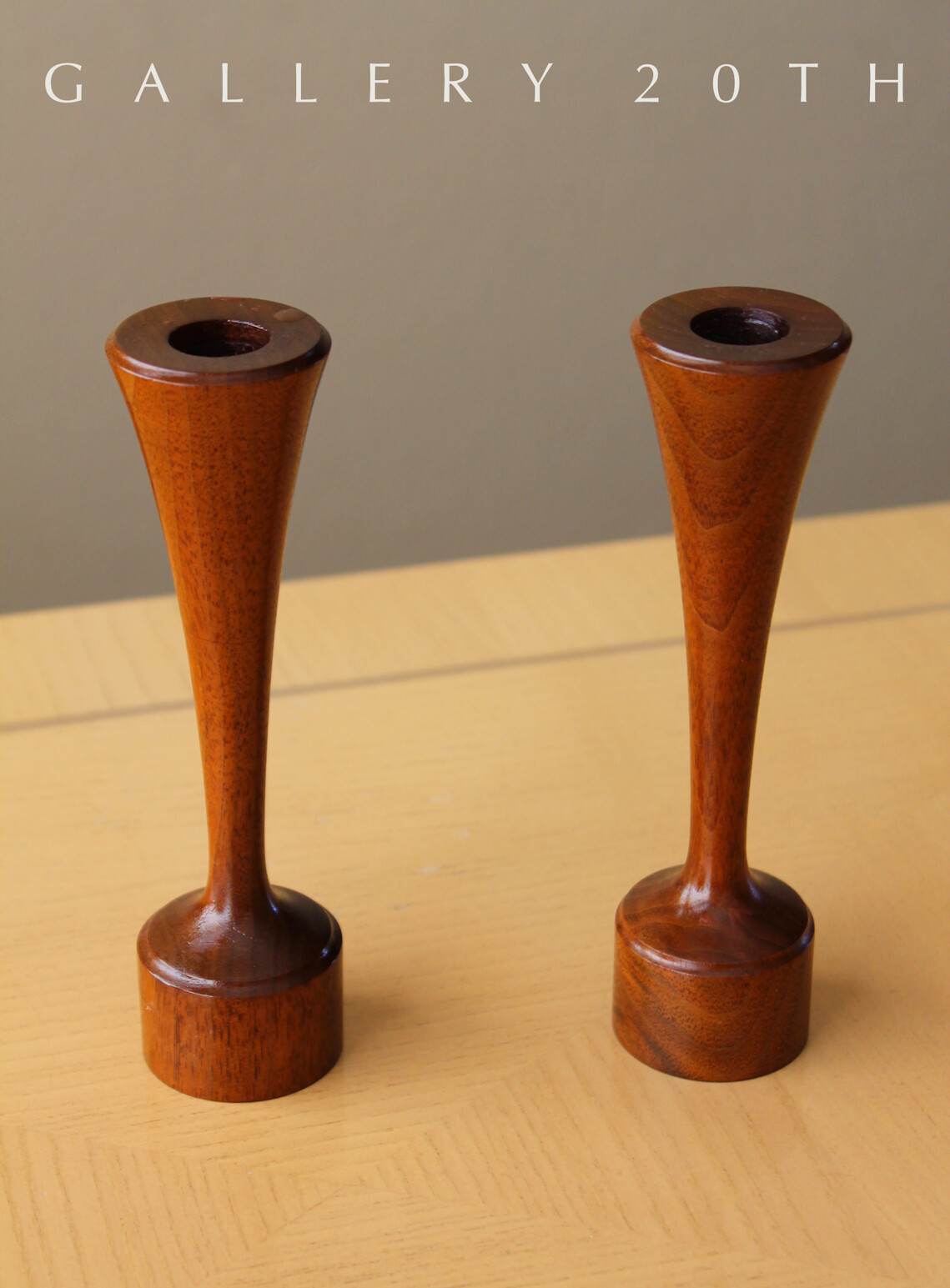 COOL MID CENTURY DANISH MODERN TEAK CANDLE HOLDERS VTG HANDCARVED 50S 60S WOOD