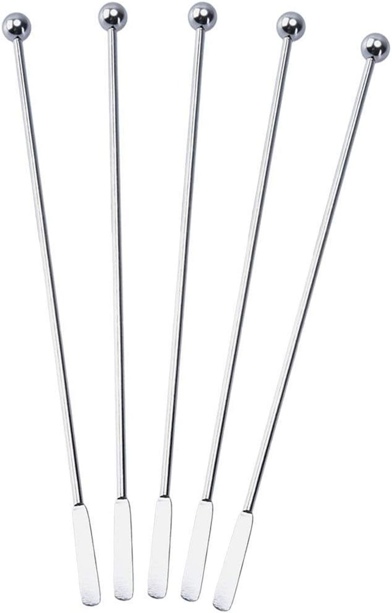 5 Pack Stainless Steel Coffee Beverage Cocktail Stirrers Drink Swizzle Sticks