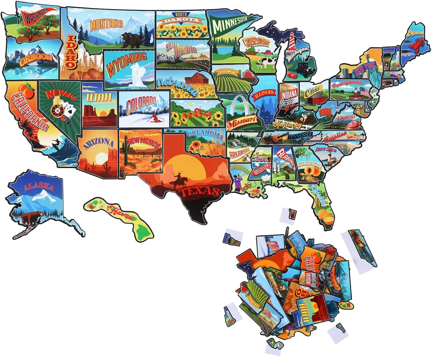 50 Pcs United States Map Fridge Magnets USA Souvenirs US Individual Sta... 50 Pcs United States Map Fridge Magnets USA Souvenirs US Individual Sta...